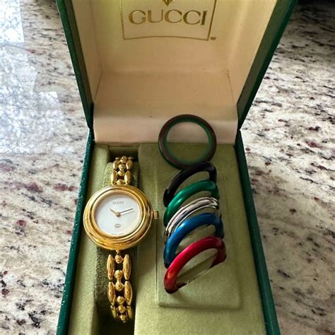 gucci change bezel watch price|vintage Gucci interchangeable bezel watch.